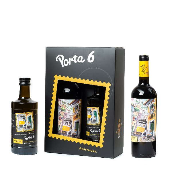 מארז יין אדום ושמן זית Porta 6 באריזת מתנה יוקרתית